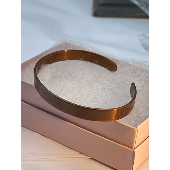 copper Jewelry - 100% copper cuff bracelet with “ let that sh** go” on inside